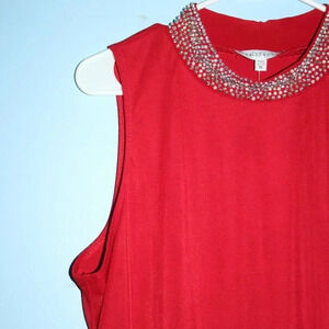 ANNALEE + HOPE Made in the USA Swing Dress Pearl Mock Neck Sleeveless Red XL